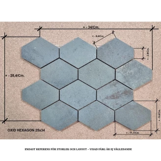 Unicomstarker Hexagon Mosaik Klinker <strong>Oxid</strong>  Lava Matt 25x34 (11.1x9.4) cm