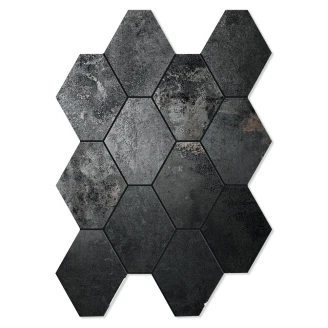 Unicomstarker Sekskant Mosaikk Gulvflis <strong>Oxid</strong>  Iron Matt 25x34 (9.7x11.2) cm