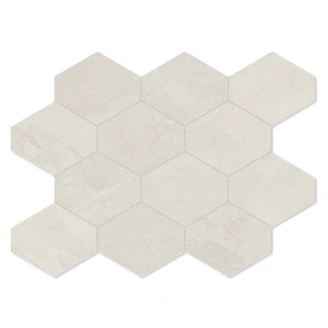 Unicomstarker Hexagon Mosaik Klinker <strong>Brazilian Slate</strong>  Oxford White Matt 25x34 (11.1x9.4) cm"