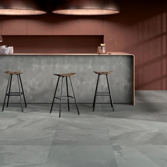 Unicomstarker Hexagon Mosaik Klinker <strong>Brazilian Slate</strong>  Silk Grey Matt 25x34 (11.1x9.4) cm