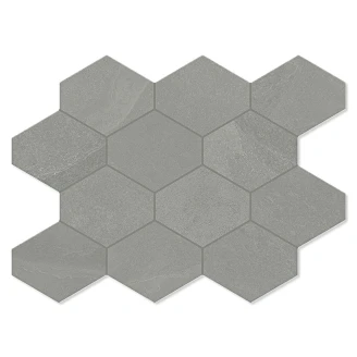 Unicomstarker Hexagon Mosaik Klinker <strong>Brazilian Slate</strong>  Silk Grey Matt 25x34 (11.1x9.4) cm