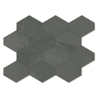 Unicomstarker Hexagon Mosaik Klinker <strong>Brazilian Slate</strong>  Elephant Grey Matt 25x34 (11.1x9.4) cm