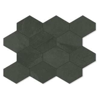 Unicomstarker Hexagon Mosaik Klinker <strong>Brazilian Slate</strong>  Pencil Grey Matt 25x34 (11.1x9.4) cm