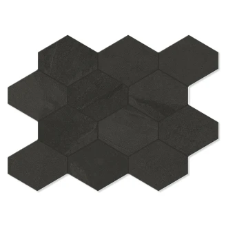 Unicomstarker Hexagon Mosaik Klinker <strong>Brazilian Slate</strong>  Rail Black Matt 25x34 (11.1x9.4) cm