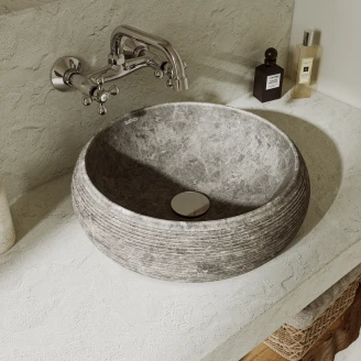 Bathco Tvättställ Stone Domed Rund Grå 40 cm