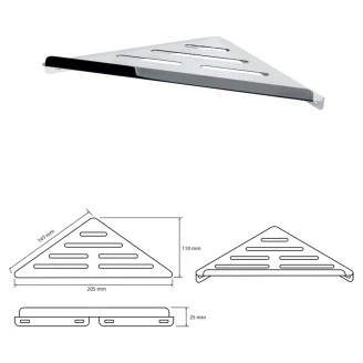 Hörnbadrumshylla <strong>Line</strong>  Krom Blank 20 cm