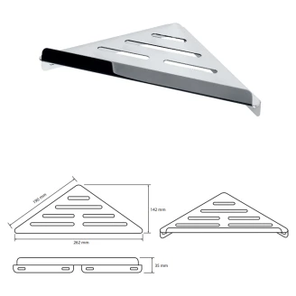 Hörnbadrumshylla <strong>Line</strong>  Krom Blank 26 cm