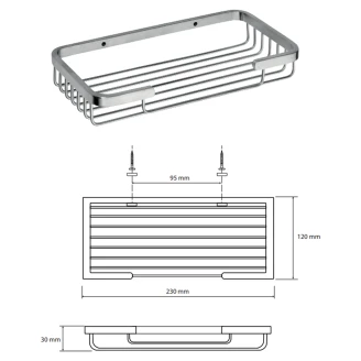 Badrumshylla <strong>Line</strong>  Krom Blank 23 cm