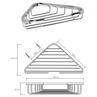 Hörnbadrumshylla <strong>Line</strong>  Krom Blank 23 cm