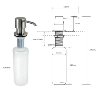Integrerad Tvål-/Diskmedelsdispenser 300 ml Krom Matt