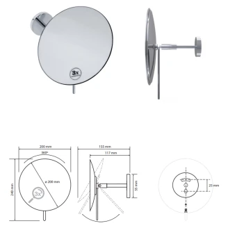 Sminkspegel <strong>Elega</strong>  Krom Matt 20 cm