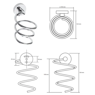 Spiral Hårtorkshållare <strong>Holmstrand</strong>  Krom Blank
