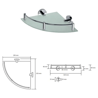 Hörnbadrumshylla med Räcke <strong>Holmstrand</strong>  Krom Blank