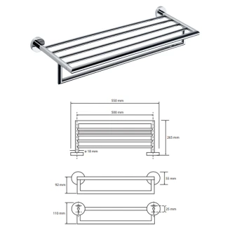 Handdukshållare med Räcke <strong>Holmstrand</strong>  Krom Blank 50 cm