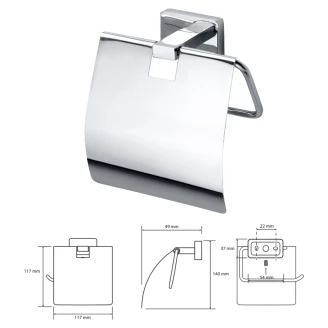 Toalettpappershållare med Lock <strong>Loryn</strong>  Krom Blank