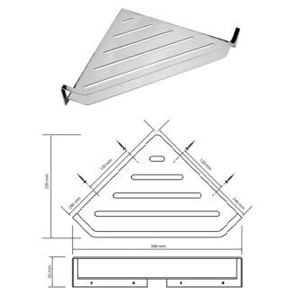 Hörnbadrumshylla <strong>Line</strong>  Krom Blank 34 cm