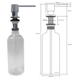 Integrerad Diskmedelsdispenser Krom Blank 1100 ml