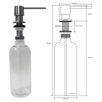 Integrerad Diskmedelsdispenser Krom Blank 1100 ml