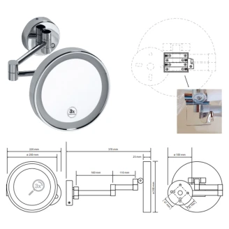 Sminkspegel med LED-belysning Ironelle Krom Blank 20 cm