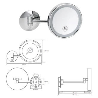 Sminkspegel med LED-belysning <strong>Elega</strong>  Krom Blank 20 cm