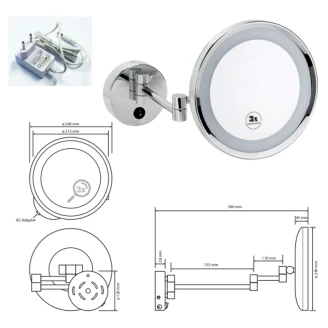 Sminkspegel med LED-belysning <strong>Elega</strong>  Krom Blank 24 cm