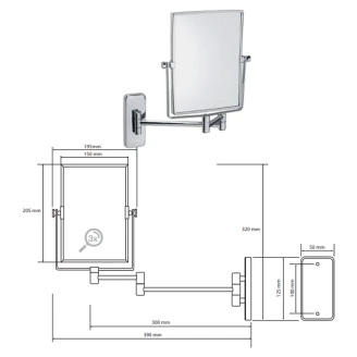 Sminkspegel Krom Blank 21x15 cm