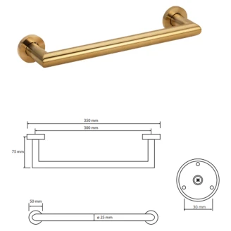 Stödhandtag <strong>Oslo</strong>  30 cm Guld Matt