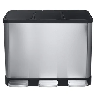 Avfallssorteringskärl 3x14 l Krom Matt