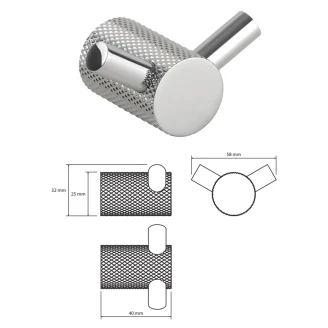 Dubbelväggkrokar <strong>Charon</strong>  Krom Blank
