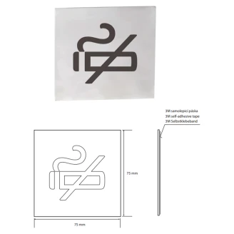 Rökning Förbjuden Piktogram 8x8 cm Krom Matt