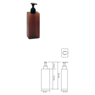 Fyrkantig Plastflaska med Pump till Tvåldispenser Brun Matt 500 ml