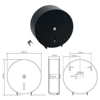 Toalettpappershållare Jumbo Svart Matt 26 cm