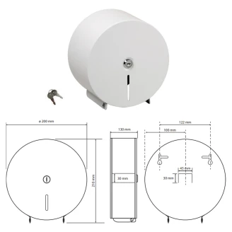 Toalettpappershållare Jumbo Vit Matt 20 cm