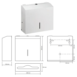 Pappershandduksdispenser Vit Matt 25 cm