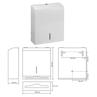 Pappershandduksdispenser Vit Matt 35 cm