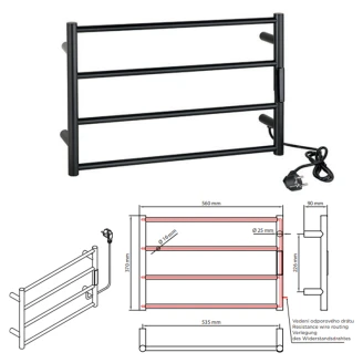 El Handdukstork 63 W <strong>Svalin</strong>  Svart Matt