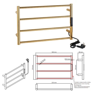 El Handdukstork 63 W Svalin Guld Blank