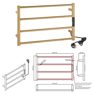 El Handdukstork 63 W <strong>Svalin</strong>  Guld Matt