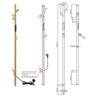 El Handdukstork 30 W <strong>Svalin</strong>  Guld Blank