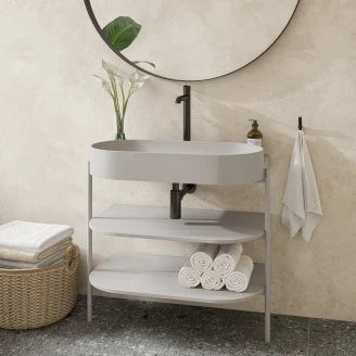 Ravak Tvättställsskåp <strong>Yard</strong>  Ljusgrå Matt 80 cm med Handfat & Bottenventil