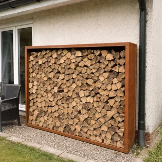 Vedstativ <strong>Vermis</strong>  Cortenstål 200x38x150 cm