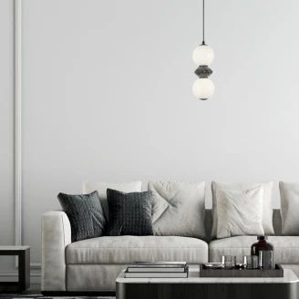 Hängande Lampa Duo <strong>Helor</strong>  S Svart, Vit Matt