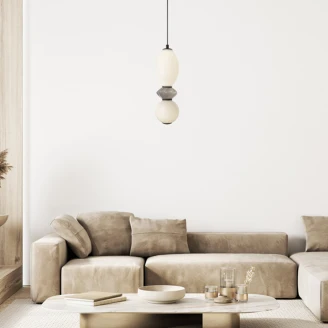 Hängande Lampa Duo <strong>Helor</strong>  M Grå, Vit Matt