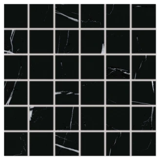 Marmor Mosaik Klinker <strong>Nocturne</strong>  Svart Matt 30x30 (5x5) cm