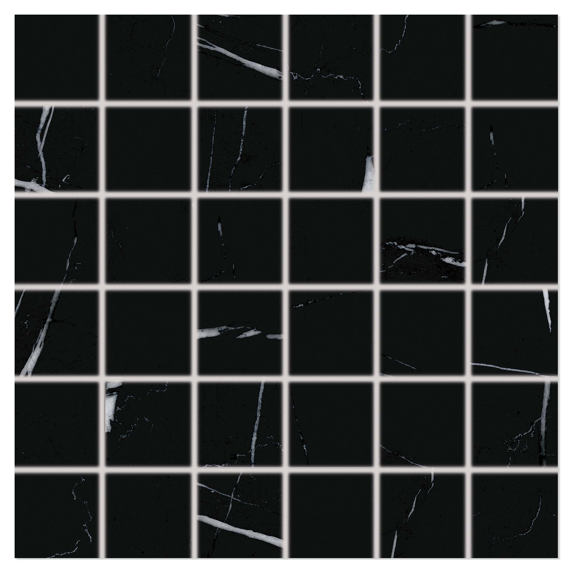 Mosaikk Gulvflis Nocturne Svart Matt 30x30 (5x5) cm