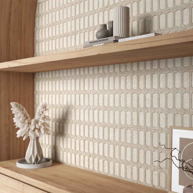Dekor Veggflis Vidde Beige Slim Hex Matt Relieff 31x56 cm