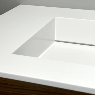 Dubbelt Tvättställsskåp <strong>Ekskär</strong>  Valnöt Matt 160 cm med Corian Handfat Vänster Vit Matt