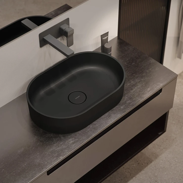 Omnires Servant Ovo M+ Svart Lava Matt 55x36 cm