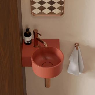 Omnires Väggmonterad Tvättställ <strong>Ovo M+</strong> Terrakotta Matt 33x34 cm Vänster