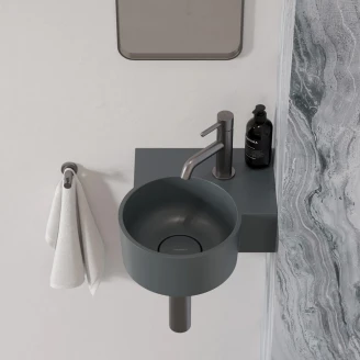 Omnires Väggmonterad Tvättställ <strong>Ovo M+</strong>  Askgrå Matt 33x34 cm Höger